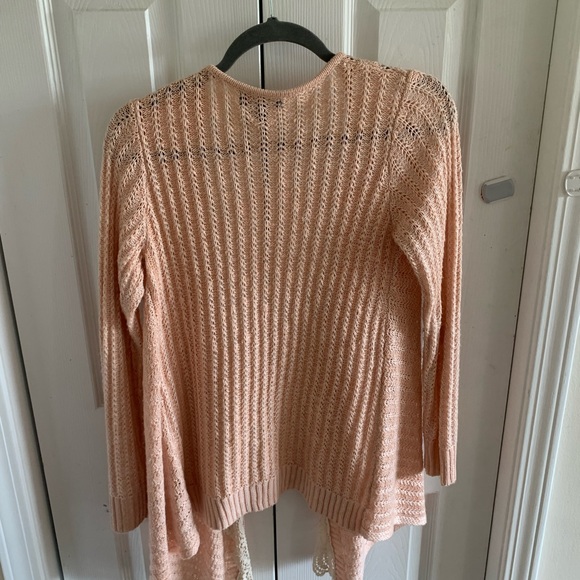 It’s Our Time kids XL pink knit cardigan with lace - Picture 2 of 2